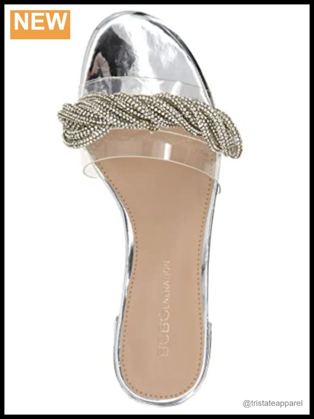 Rhinestone Slide Sandal with Memory Foam Insole and Flexible Outsole